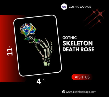 Stained Glass Skeleton Death Rose, Gothic Wall Hangings, Window Sun Catcher for the Perfect One-of-a-Kind Piece of Art