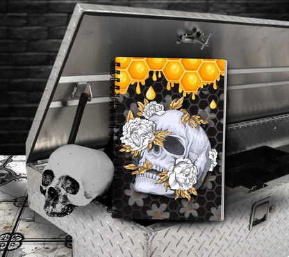 Gothic Skull & Honeycomb Daisies, Lined Notebook for Daily Tasks, Notes, and Personal Writing