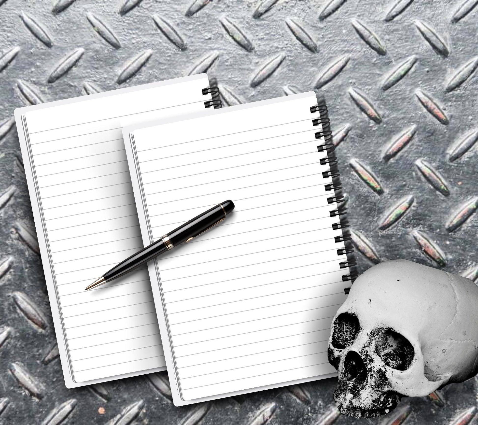 Gothic Skull & Honeycomb Daisies, Lined Notebook for Daily Tasks, Notes, and Personal Writing