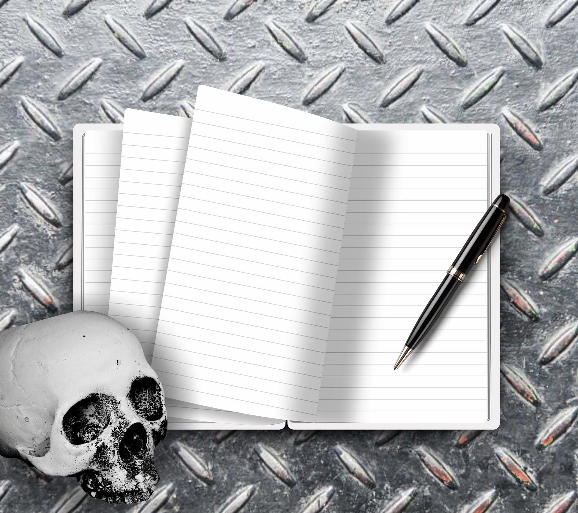 Gothic Skull & Honeycomb Daisies, Lined Notebook for Daily Tasks, Notes, and Personal Writing