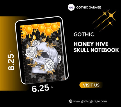 Gothic Skull & Honeycomb Daisies, Lined Notebook for Daily Tasks, Notes, and Personal Writing