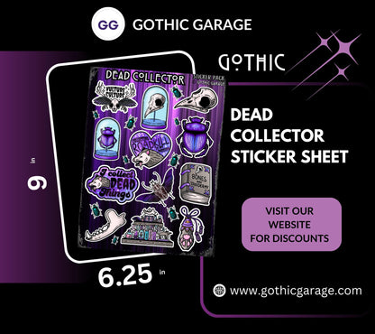 Gothic Dead Collector Sticker Sheet, Aesthetic Skulls, Oddities & Bugs - Perfect for Scrapbooking and Collecting