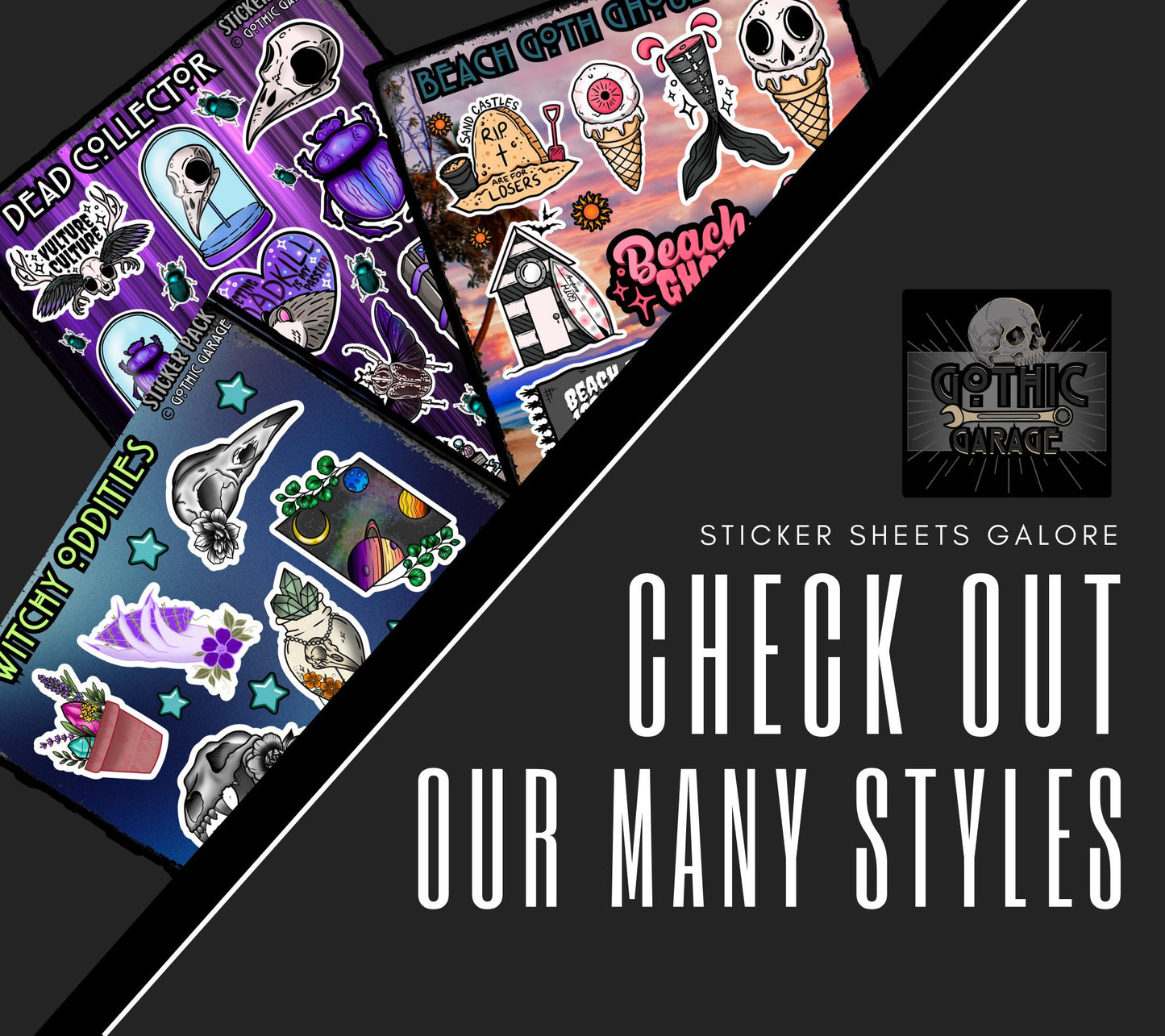 Beach Goth Ghoul Sticker Sheet – Where Spooky Meets Sunny - Perfect for Scrapbooking and Collecting