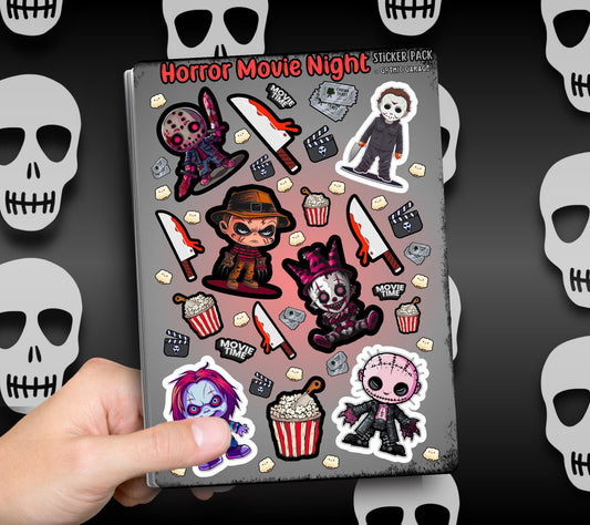 Horror Movie Night Sticker Sheets for Collecting and Scrapbooking - High-Quality, Vibrant Designs, Perfect Budget Friendly Gifts