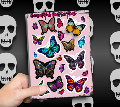 Colorful Butterflies Sticker Pack Sheet, Perfect Scrapbooking Accents, Perfect for Nature Lovers & Kids