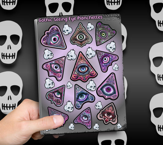 Gothic Seeing Eye Planchette Sticker Sheet, Perfect Goth & Witch Vibes Stickers, Budget Friendly Gifts for Goth Expression