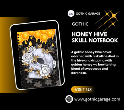 Gothic Skull & Honeycomb Daisies, Lined Notebook for Daily Tasks, Notes, and Personal Writing