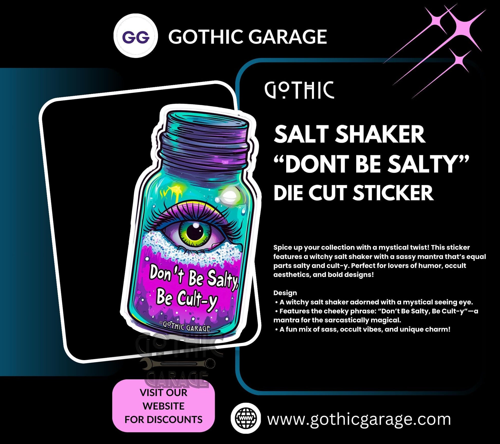 Don’t be Salty Shaker Waterproof Die Cut Sticker, Choose Between Glossy or Holographic, Perfect to Add Fun to any Surface