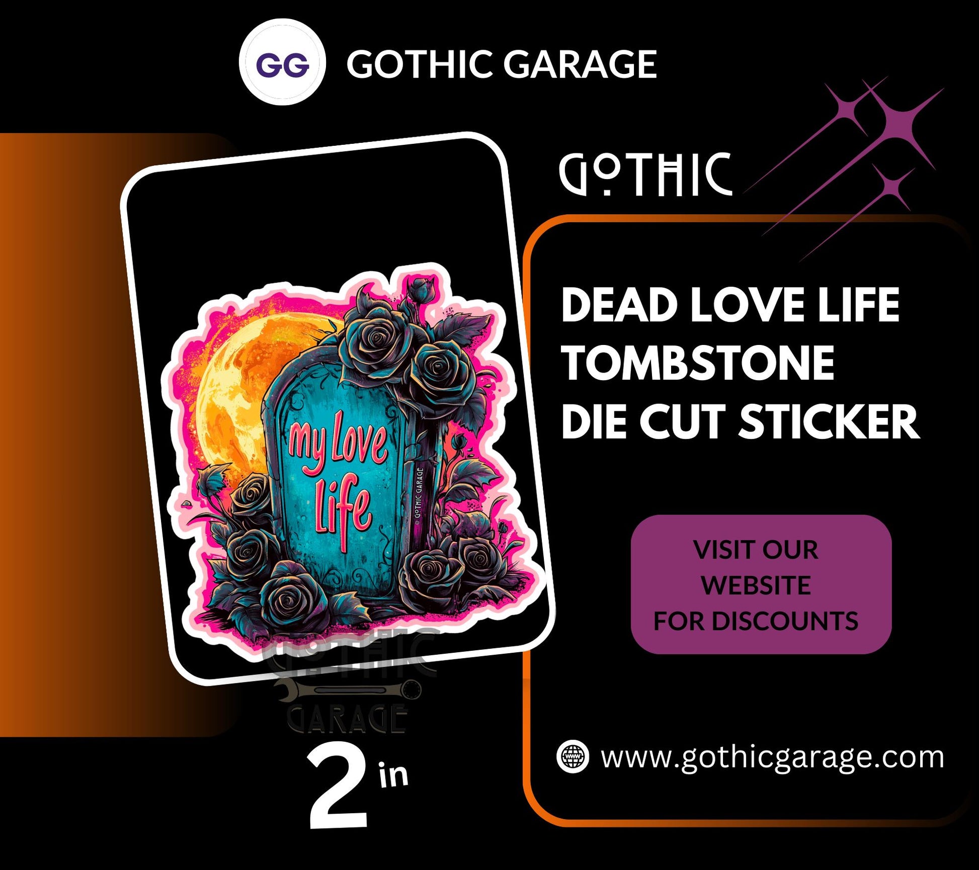 Dead Love Life Tombstone Waterproof Die Cut Sticker, Choose Between Glossy or Holographic, Perfect to Add Fun to any Surface