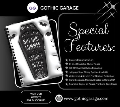 Gothic Spooky Bitch Season Reusable Sticker Book, Gothic Vibe Sticker Album, Perfect Gift to Personalize for Goth Lovers & Sticker Collector