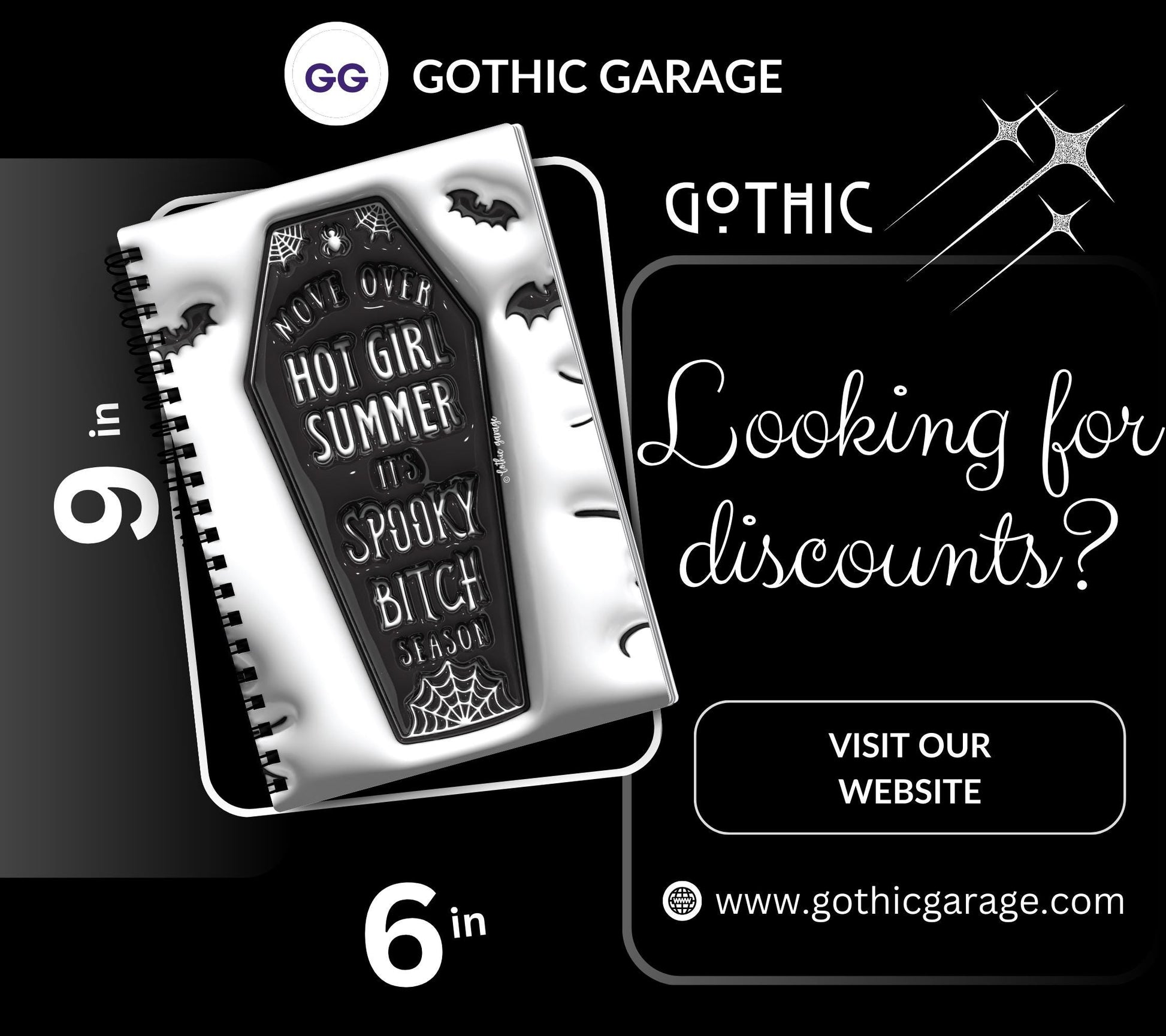 Gothic Spooky Bitch Season Reusable Sticker Book, Gothic Vibe Sticker Album, Perfect Gift to Personalize for Goth Lovers & Sticker Collector