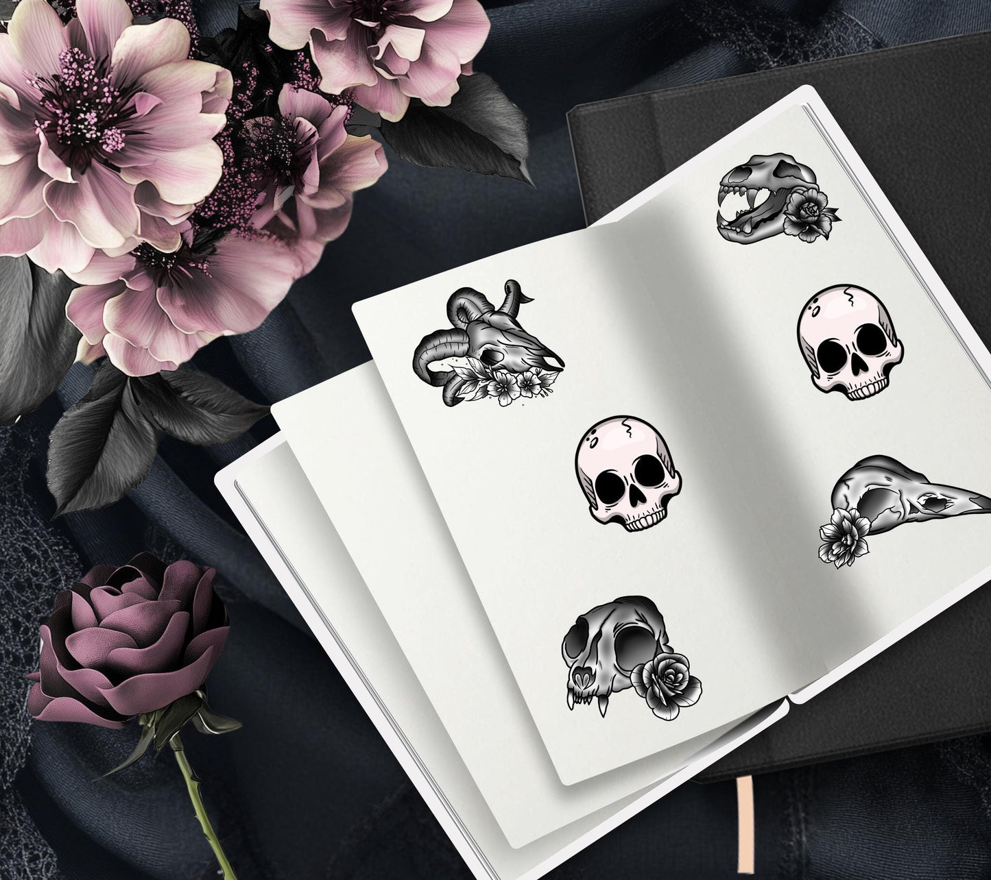 Gothic Vampire Collage Reusable Sticker Book, Gothic Vibe Sticker Album, Perfect Gift to Personalize for Goth Lovers & Sticker Collectors