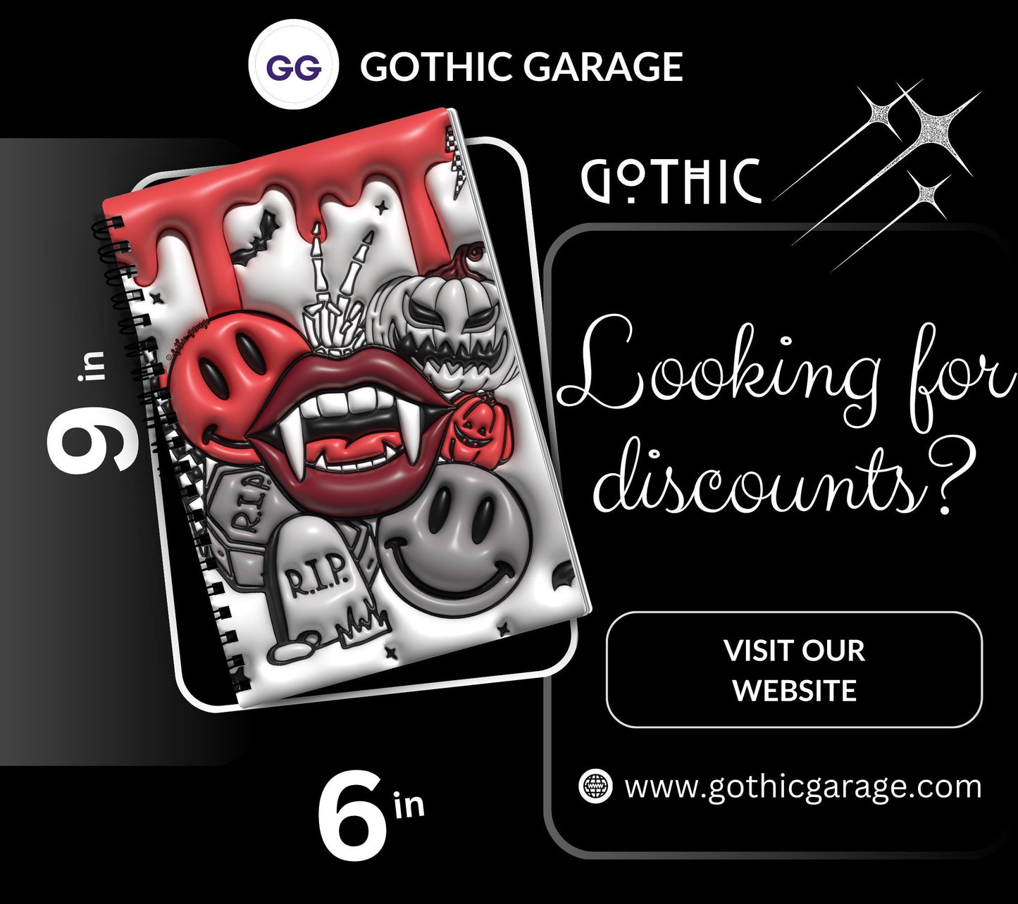 Gothic Vampire Collage Reusable Sticker Book, Gothic Vibe Sticker Album, Perfect Gift to Personalize for Goth Lovers & Sticker Collectors