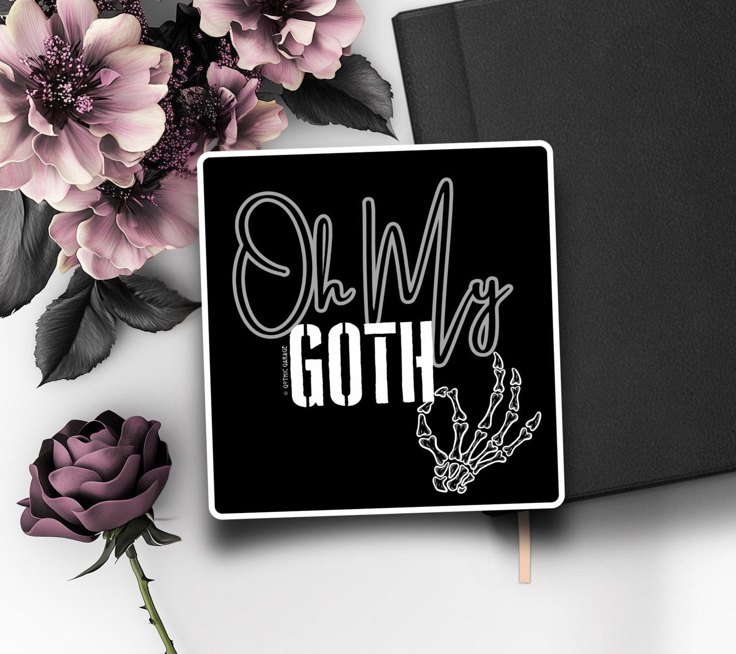 Oh My Goth Skeleton Hand Waterproof Die Cut Sticker, Choose Between Glossy or Holographic, Perfect to Add Fun to any Surface