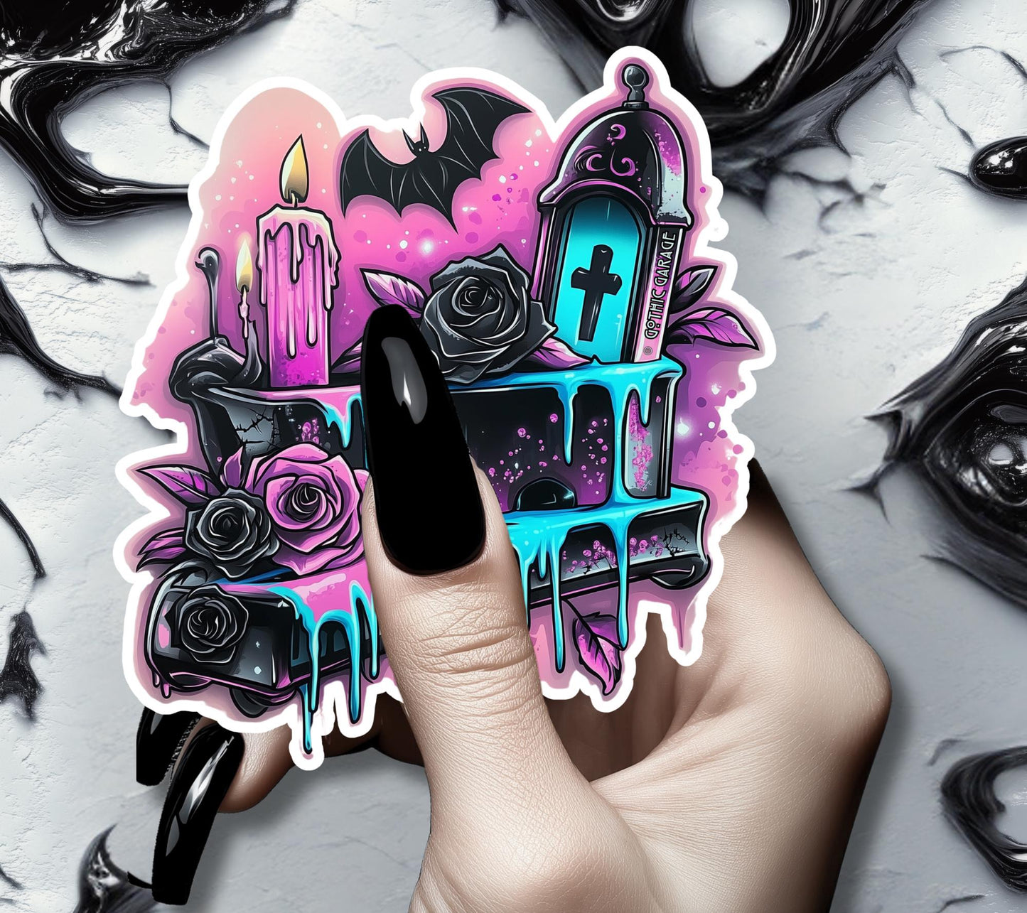 Graffiti Gothic Alter Waterproof Die Cut Sticker, Choose Between Glossy or Holographic, Perfect to Add Fun to any Surface