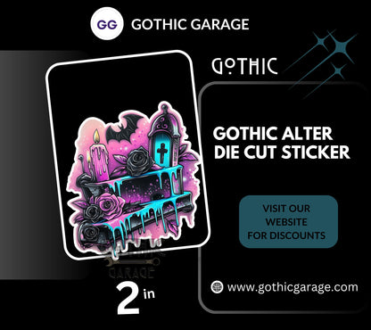 Graffiti Gothic Alter Waterproof Die Cut Sticker, Choose Between Glossy or Holographic, Perfect to Add Fun to any Surface