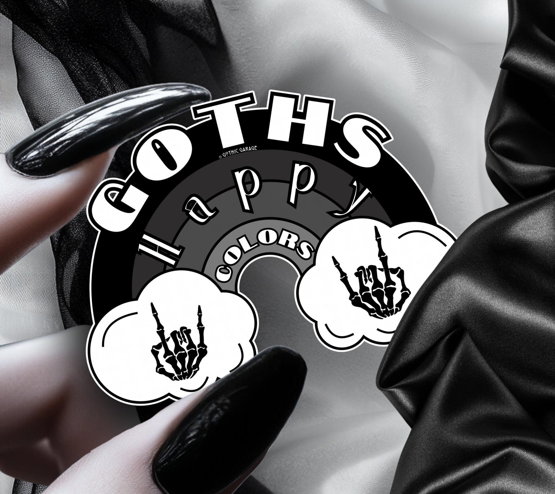 Goths Happy Color Rainbow Waterproof Die Cut Sticker, Choose Between Glossy or Holographic, Perfect to Add Fun to any Surface