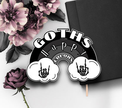 Goths Happy Color Rainbow Waterproof Die Cut Sticker, Choose Between Glossy or Holographic, Perfect to Add Fun to any Surface