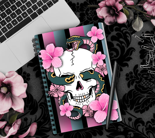 Gothic Floral Snake Skull Lined Notebook- 160 Pages for Daily Tasks, Note Taking, Journaling, & Dreamy Escapes-