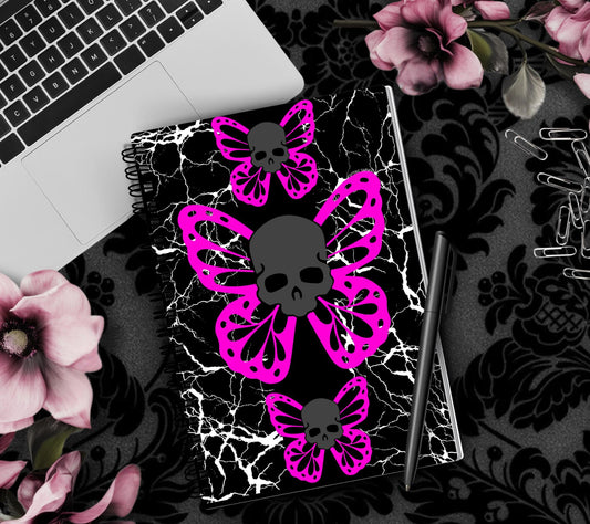 Gothic Graffiti Butterfly Skull Lined Notebook- 160 Pages for Daily Tasks, Note Taking, Journaling, & Dreamy Escapes-