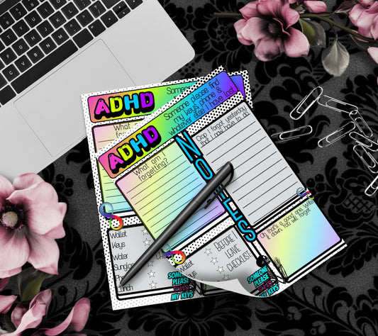 Adult ADHD Neuro Spicy Humor Notepad, Funny & Sassy, Perfect Gift for Adults Coping with ADHD, Coworkers and Friends or Yourself