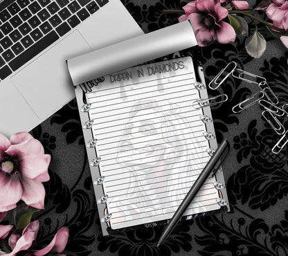 Gothic Drippin In Diamonds Skeleton Notepad, Goth Stationery for Taking Notes or Task Management, Perfect Personalized Gift For Women