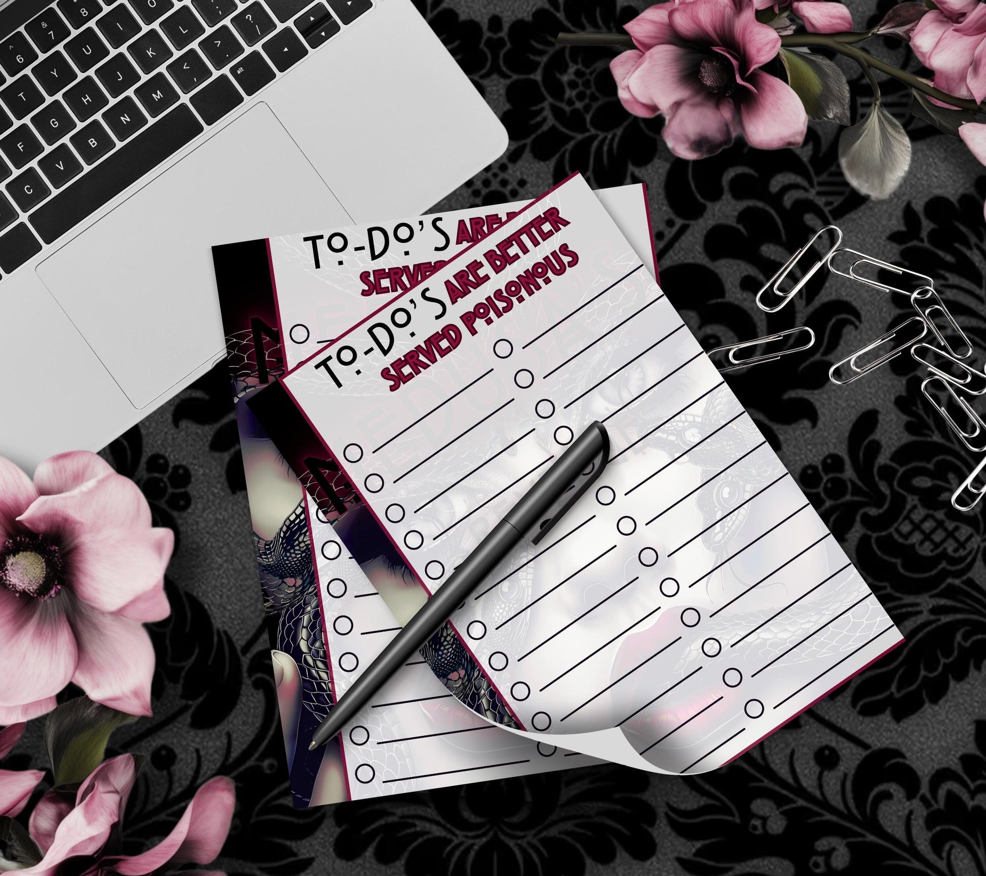 Medusa’s Revenge To-Do List Notepad, Goth Stationery for Taking Notes or Task Management, Perfect Personalized Birthday or Anniversary Gift