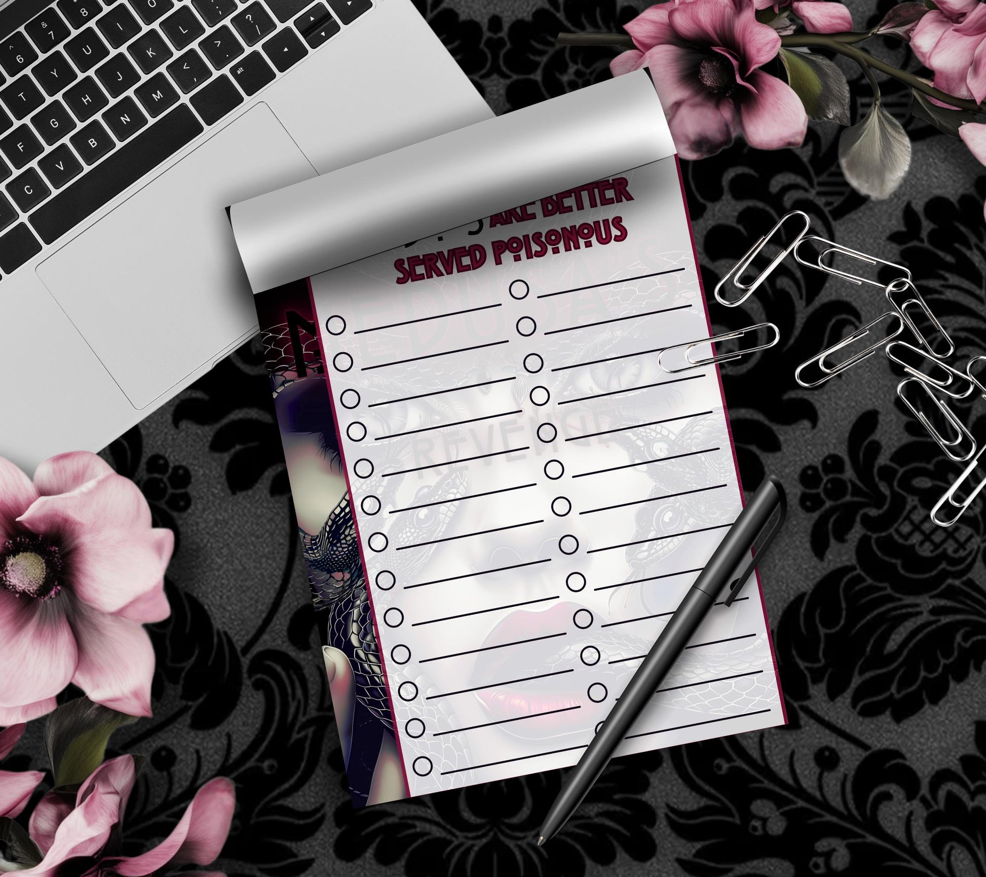 Medusa’s Revenge To-Do List Notepad, Goth Stationery for Taking Notes or Task Management, Perfect Personalized Birthday or Anniversary Gift