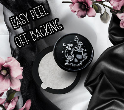 Skull & Mushrooms Wax Seal – Gothic Soy Wax Sticker for Envelopes, Witchy Journals and Gifts