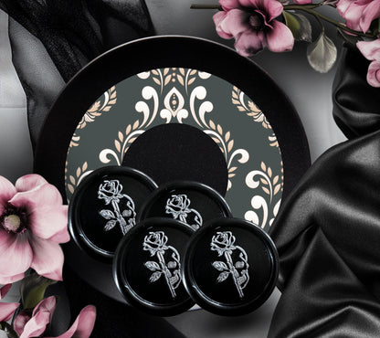 Half Skull Rose Wax Seal – Gothic Soy Wax Sticker for Letters, Journals, Gifts & Stationery