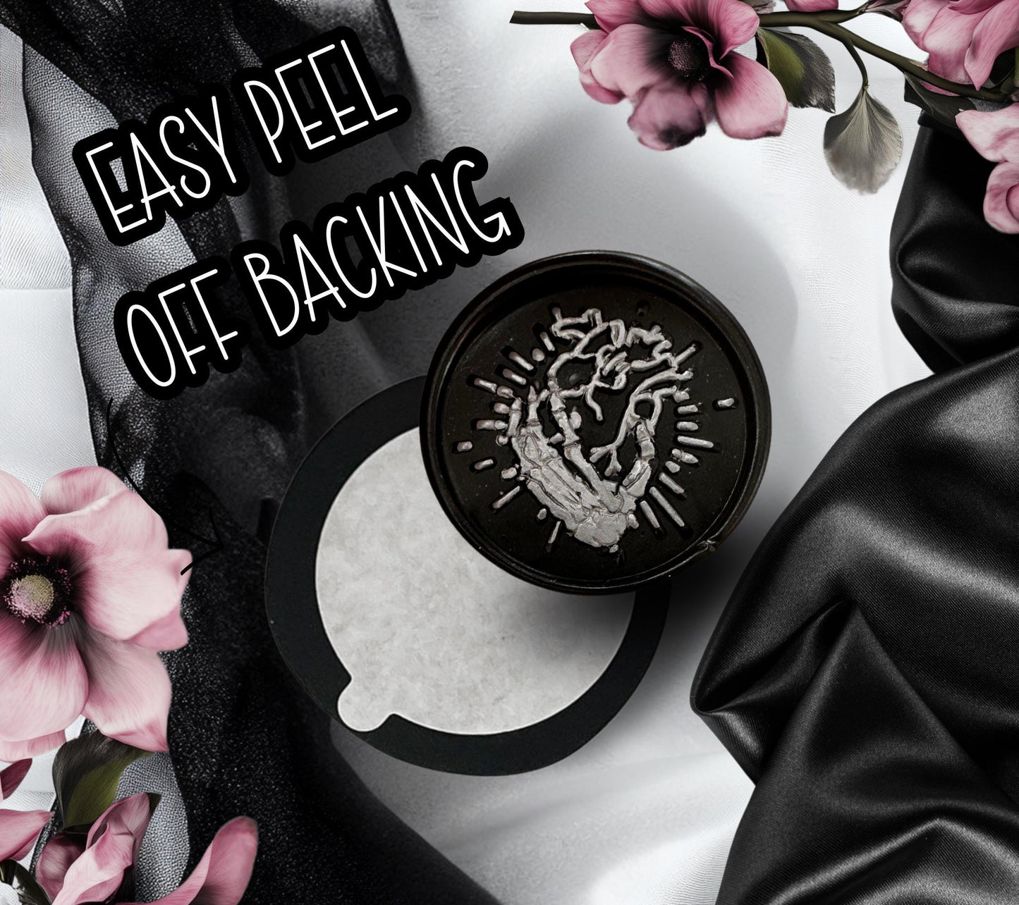 Skeleton Heart Wax Seal – Gothic Soy Wax Sticker for Letters, Journals & Occult Gifts