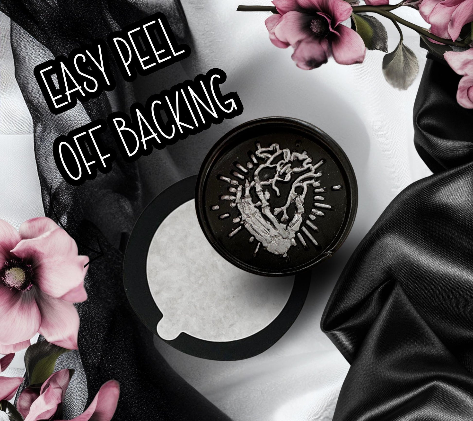 Skeleton Heart Wax Seal – Gothic Soy Wax Sticker for Letters, Journals & Occult Gifts