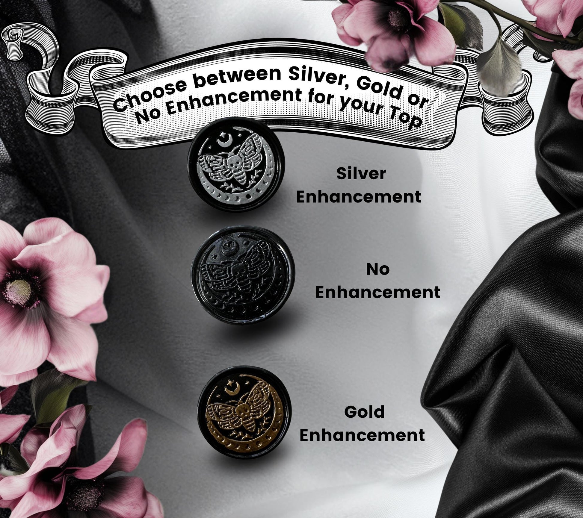 Skeleton Moth & Celestial Moon Gothic Soy Wax Seal Sticker, Handpoured Elegant Addition for Gothic Wedding Envelopes and Invitations