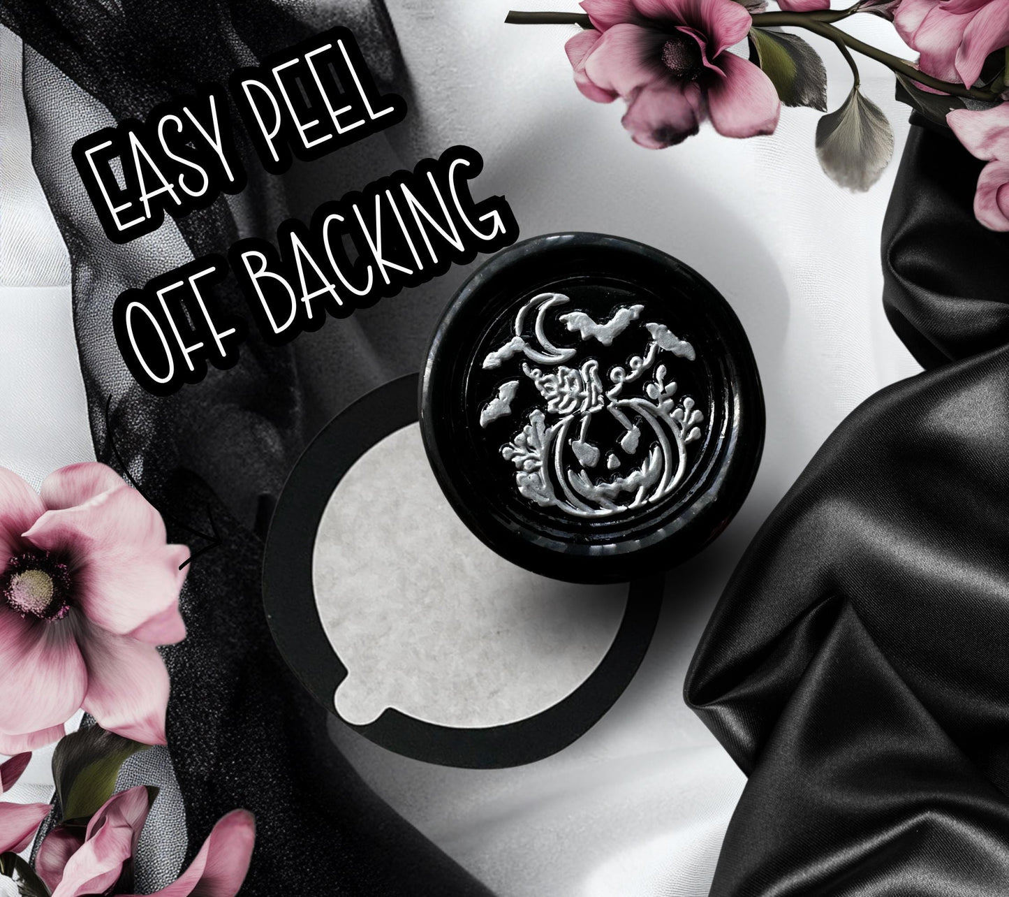 Pumpkin & Moon Wax Seal – Gothic Fall Soy Wax Sticker for Envelopes, Journals and Witchy Gifts