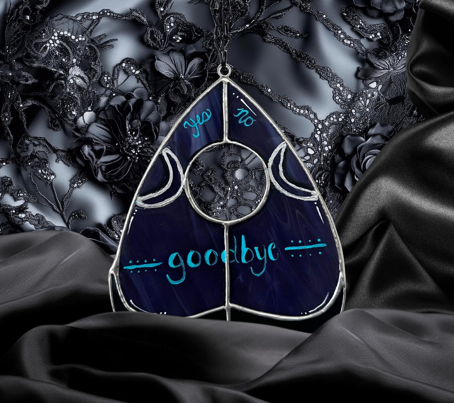 Celestial Planchette Stained Glass– Gothic Wall Hanging Statement Piece or Captivating One-of-a-Kind Window Sun Catcher