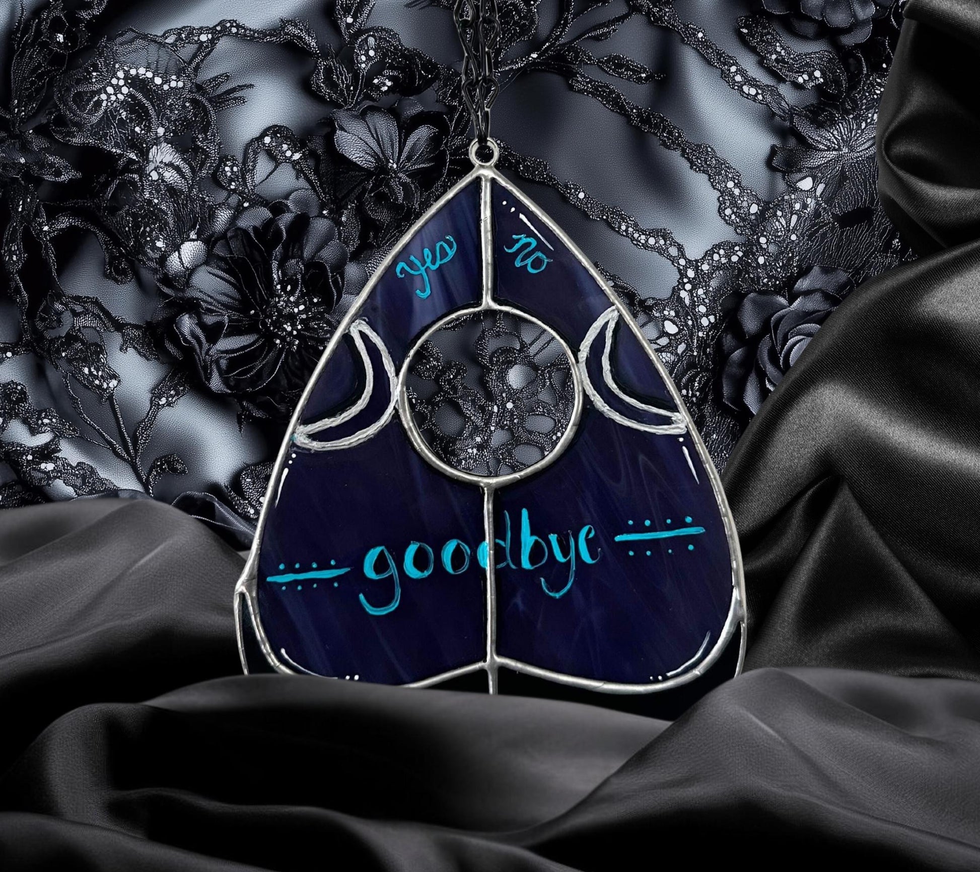 Celestial Planchette Stained Glass– Gothic Wall Hanging Statement Piece or Captivating One-of-a-Kind Window Sun Catcher