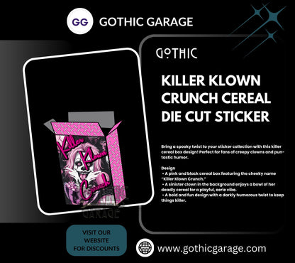 Killer Klown Crunch Cereal, Waterproof Die Cut Sticker, Choose Between Glossy or Holographic, Perfect to Add Fun to any Surface