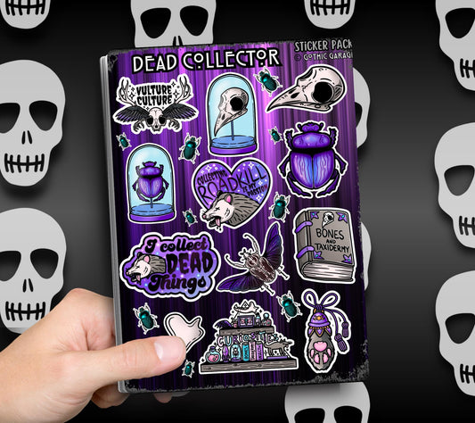 Gothic Dead Collector Sticker Sheet, Aesthetic Skulls, Oddities & Bugs - Perfect for Scrapbooking and Collecting