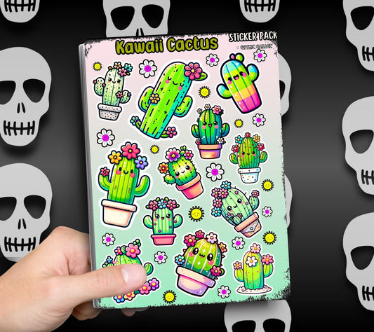 Cute Kawaii Cactus & Flower Sticker Sheets for Collecting and Scrapbooking - High-Quality, Vibrant Designs, Perfect Budget Friendly Gifts