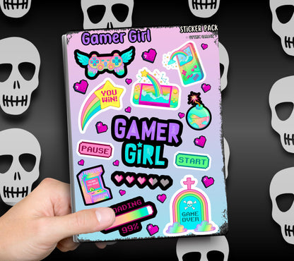 Gamer Girl Rainbow Pastel Sticker Sheets for Collecting and Scrapbooking - High-Quality, Vibrant Designs, Perfect Budget Friendly Gifts