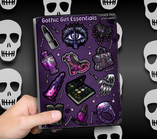 Gothic Girl Essentials Sticker Sheets for Collecting and Scrapbooking - High-Quality, Vibrant Designs, Perfect Budget Friendly Gifts