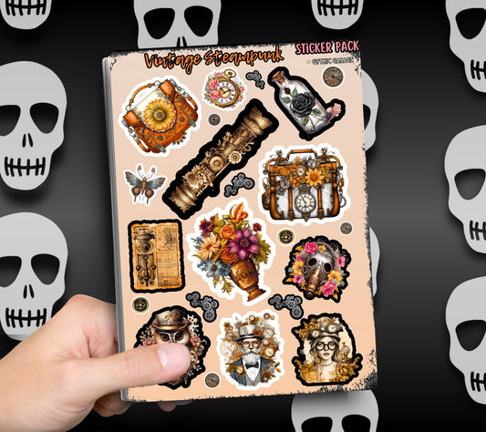 Vintage Steampunk Sticker Sheets for Collecting and Scrapbooking - High-Quality, Vibrant Designs, Perfect Budget Friendly Gifts