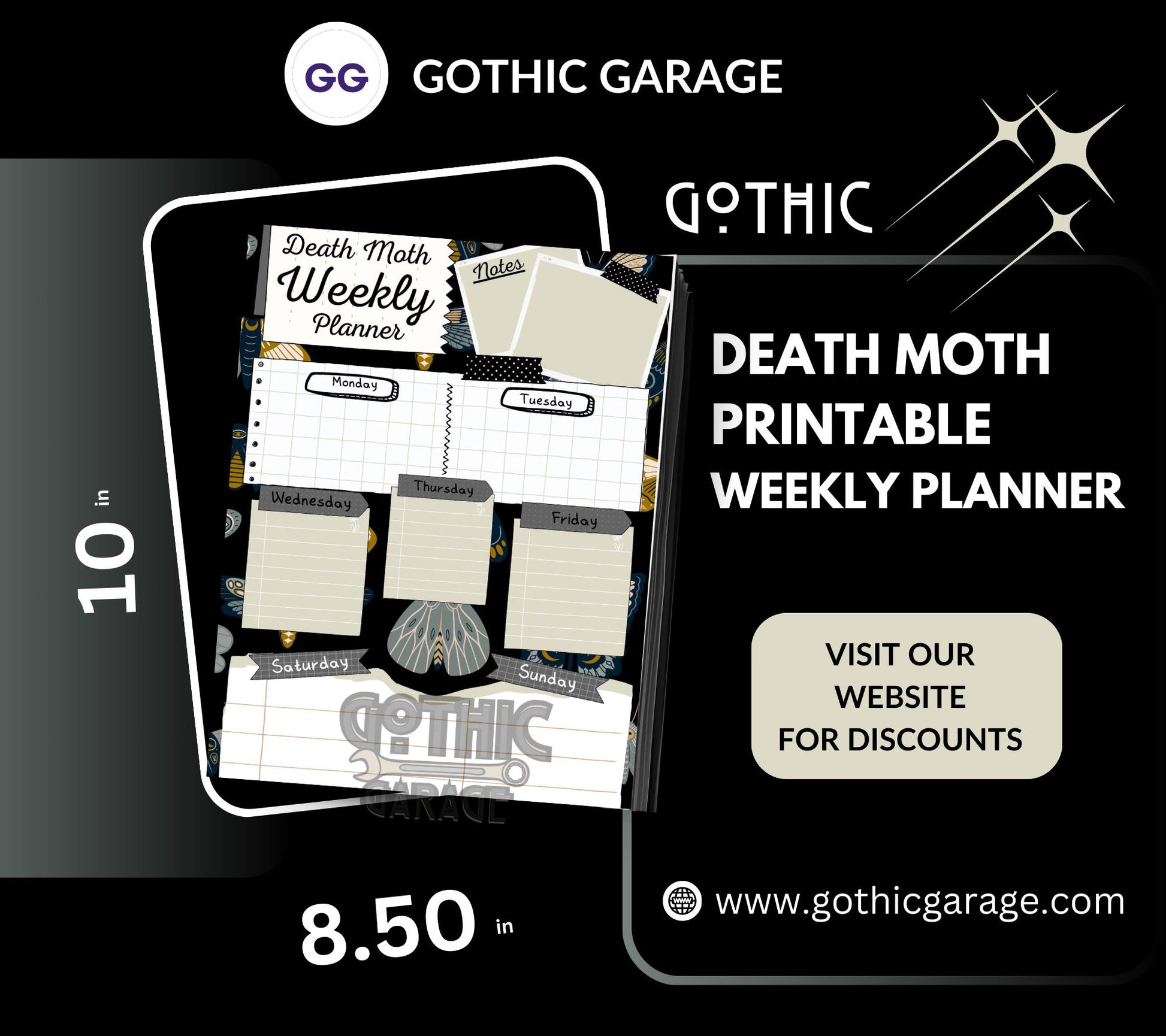 Printable Death Moth Weekly Planner – Download & Organize Your Week with Gothic Elegance