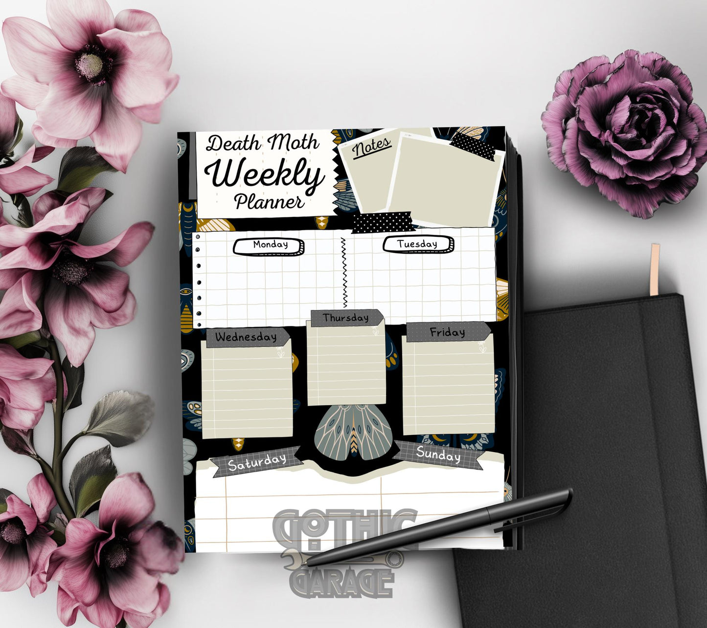 Printable Death Moth Weekly Planner – Download & Organize Your Week with Gothic Elegance