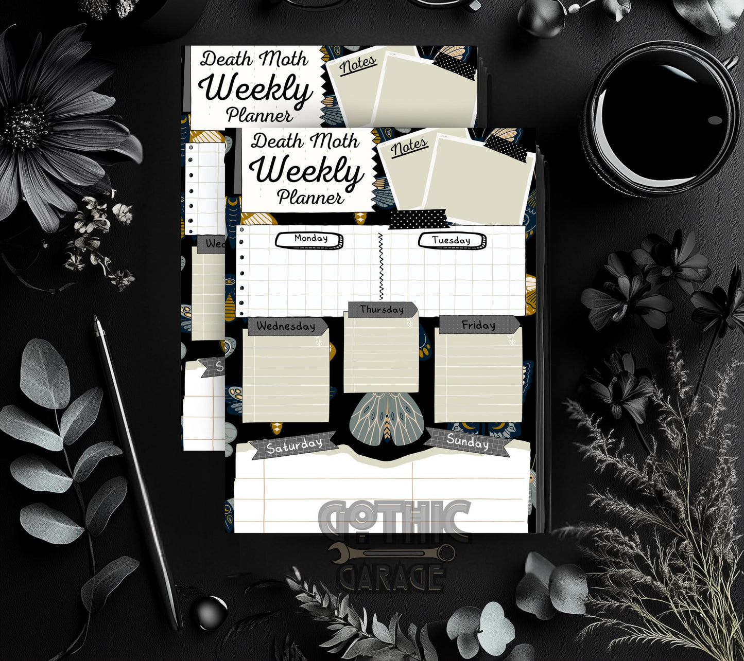 Printable Death Moth Weekly Planner – Download & Organize Your Week with Gothic Elegance