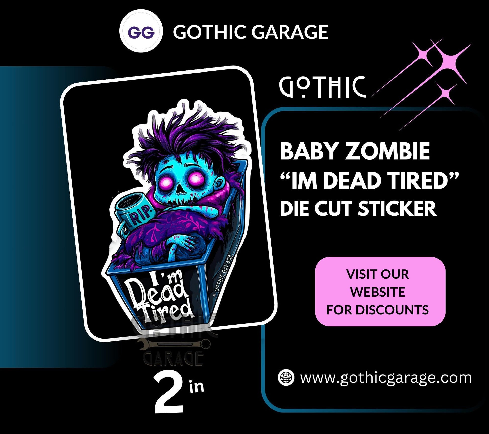 Baby Zombie Waterproof Die Cut Sticker, Choose Between Glossy or Holographic, Perfect to Add Fun to any Surface