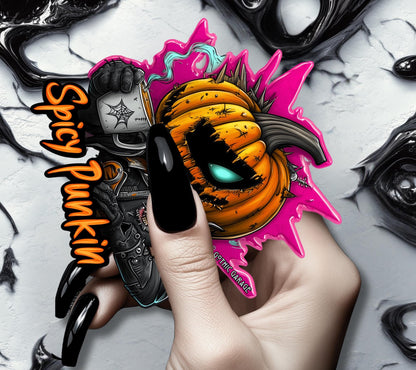 Punk Rock Spicy Punkin Waterproof Die Cut Sticker, Choose Between Glossy or Holographic, Perfect to Add Fun to any Surface