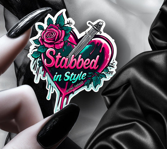 Bleeding Rose Heart Waterproof Die Cut Sticker, Choose Between Glossy or Holographic, Perfect to Add Fun to any Surface