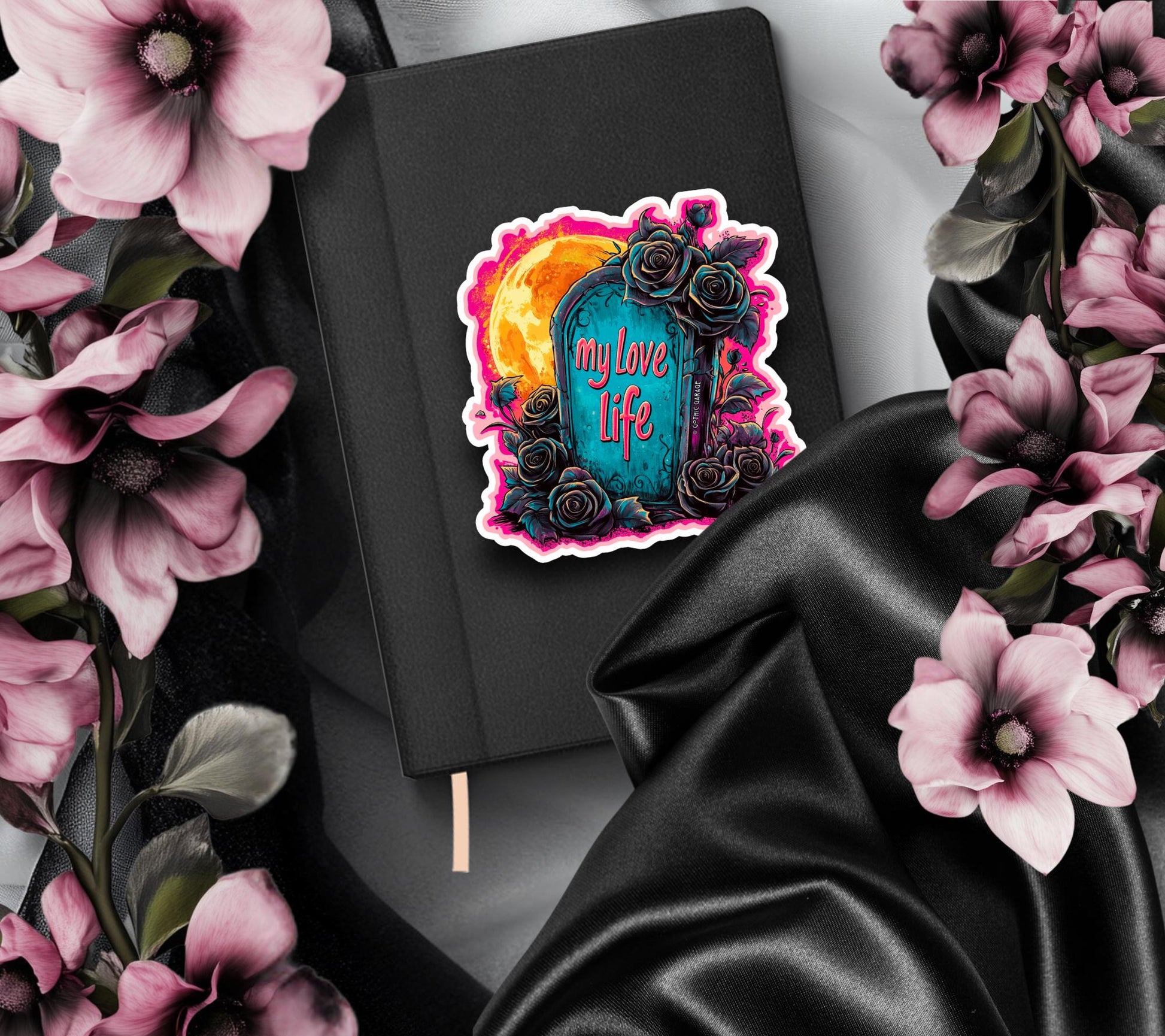 Dead Love Life Tombstone Waterproof Die Cut Sticker, Choose Between Glossy or Holographic, Perfect to Add Fun to any Surface