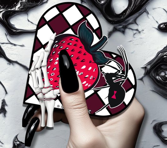 Black Widow Strawberry, Waterproof Die Cut Sticker, Choose Between Glossy or Holographic, Perfect to Add Fun to any Surface